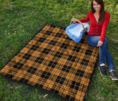 Black And Yellow Tartan Pattern Print Quilt