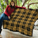 Black And Yellow Tartan Pattern Print Quilt