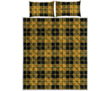 Black And Yellow Tartan Pattern Print Quilt Bed Set
