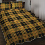 Black And Yellow Tartan Pattern Print Quilt Bed Set