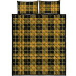 Black And Yellow Tartan Pattern Print Quilt Bed Set
