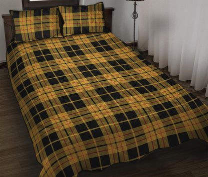 Black And Yellow Tartan Pattern Print Quilt Bed Set