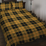 Black And Yellow Tartan Pattern Print Quilt Bed Set
