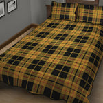 Black And Yellow Tartan Pattern Print Quilt Bed Set