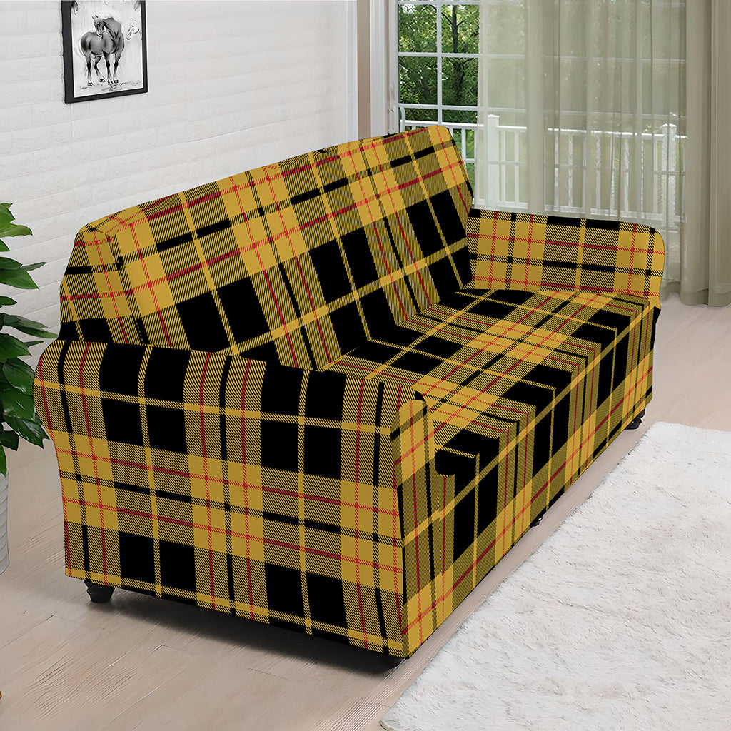 Black And Yellow Tartan Pattern Print Sofa Cover