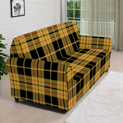 Black And Yellow Tartan Pattern Print Sofa Cover