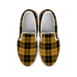 Black And Yellow Tartan Pattern Print White Slip On Shoes