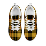 Black And Yellow Tartan Pattern Print White Sneakers