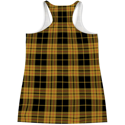 Black And Yellow Tartan Pattern Print Women's Racerback Tank Top