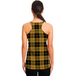 Black And Yellow Tartan Pattern Print Women's Racerback Tank Top