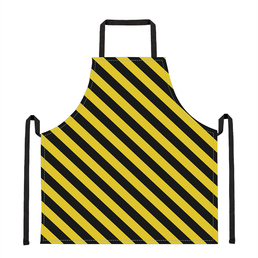 Black And Yellow Warning Striped Print Apron