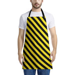 Black And Yellow Warning Striped Print Apron