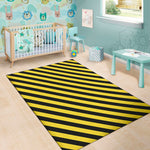 Black And Yellow Warning Striped Print Area Rug
