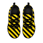 Black And Yellow Warning Striped Print Black Sneakers