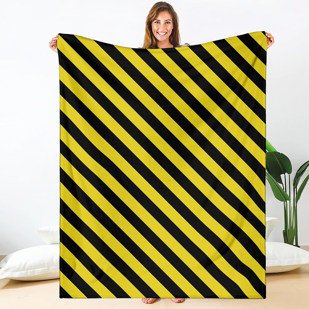 Black And Yellow Warning Striped Print Blanket