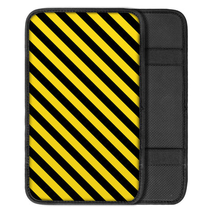 Black And Yellow Warning Striped Print Car Center Console Cover