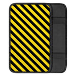 Black And Yellow Warning Striped Print Car Center Console Cover