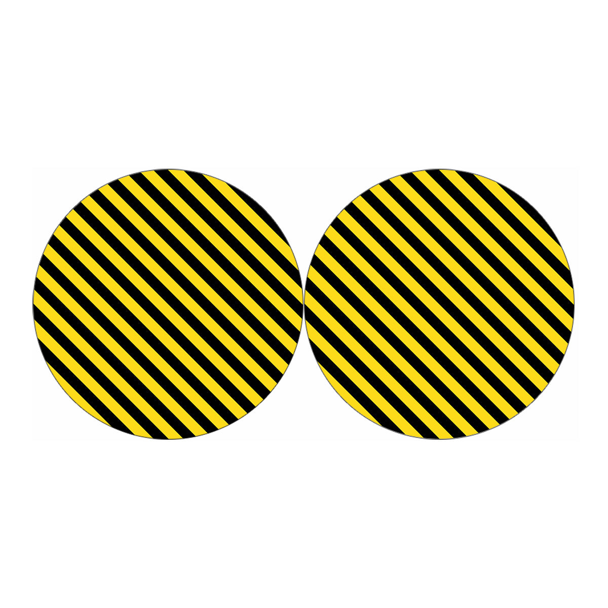 Black And Yellow Warning Striped Print Car Coasters