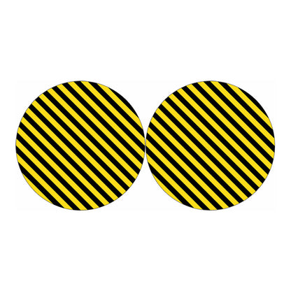 Black And Yellow Warning Striped Print Car Coasters