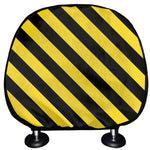 Black And Yellow Warning Striped Print Car Headrest Covers