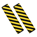 Black And Yellow Warning Striped Print Car Seat Belt Covers