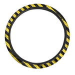 Black And Yellow Warning Striped Print Car Steering Wheel Cover