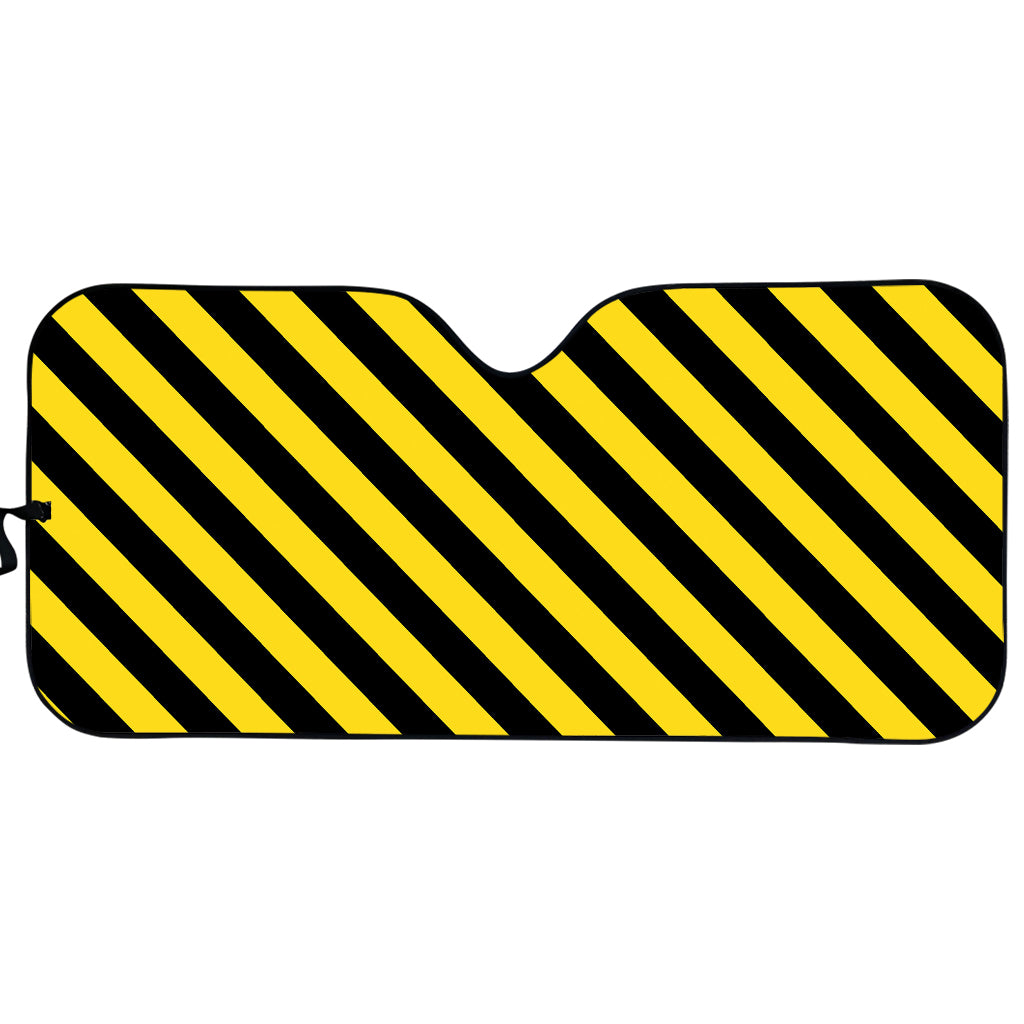 Black And Yellow Warning Striped Print Car Sun Shade