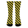 Black And Yellow Warning Striped Print Crew Socks