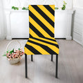 Black And Yellow Warning Striped Print Dining Chair Slipcover