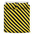 Black And Yellow Warning Striped Print Duvet Cover Bedding Set