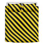 Black And Yellow Warning Striped Print Duvet Cover Bedding Set
