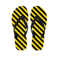 Black And Yellow Warning Striped Print Flip Flops
