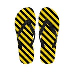 Black And Yellow Warning Striped Print Flip Flops