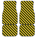 Black And Yellow Warning Striped Print Front and Back Car Floor Mats