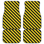 Black And Yellow Warning Striped Print Front and Back Car Floor Mats