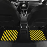 Black And Yellow Warning Striped Print Front and Back Car Floor Mats