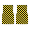 Black And Yellow Warning Striped Print Front Car Floor Mats