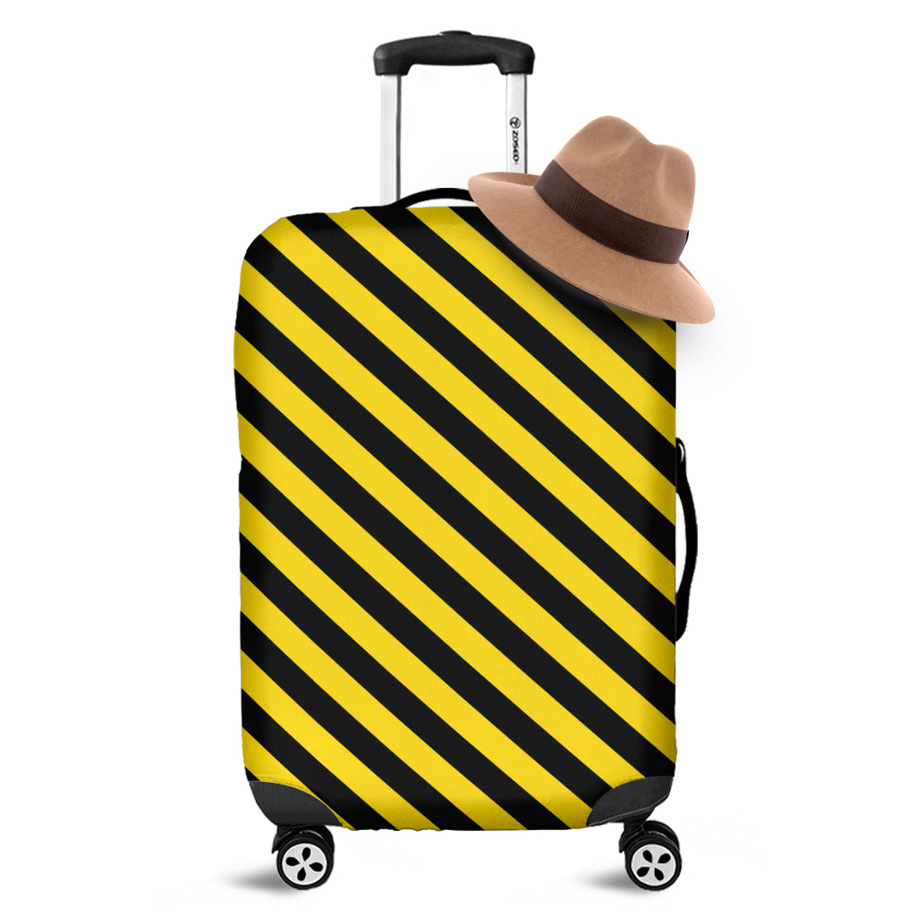 Black And Yellow Warning Striped Print Luggage Cover