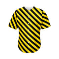 Black And Yellow Warning Striped Print Men's Baseball Jersey