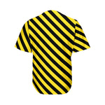 Black And Yellow Warning Striped Print Men's Baseball Jersey