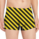 Black And Yellow Warning Striped Print Men's Boxer Briefs