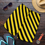 Black And Yellow Warning Striped Print Men's Shorts