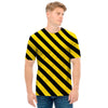 Black And Yellow Warning Striped Print Men's T-Shirt