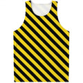 Black And Yellow Warning Striped Print Men's Tank Top