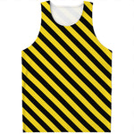 Black And Yellow Warning Striped Print Men's Tank Top