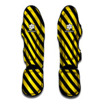Black And Yellow Warning Striped Print Muay Thai Shin Guard