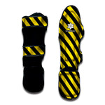 Black And Yellow Warning Striped Print Muay Thai Shin Guard