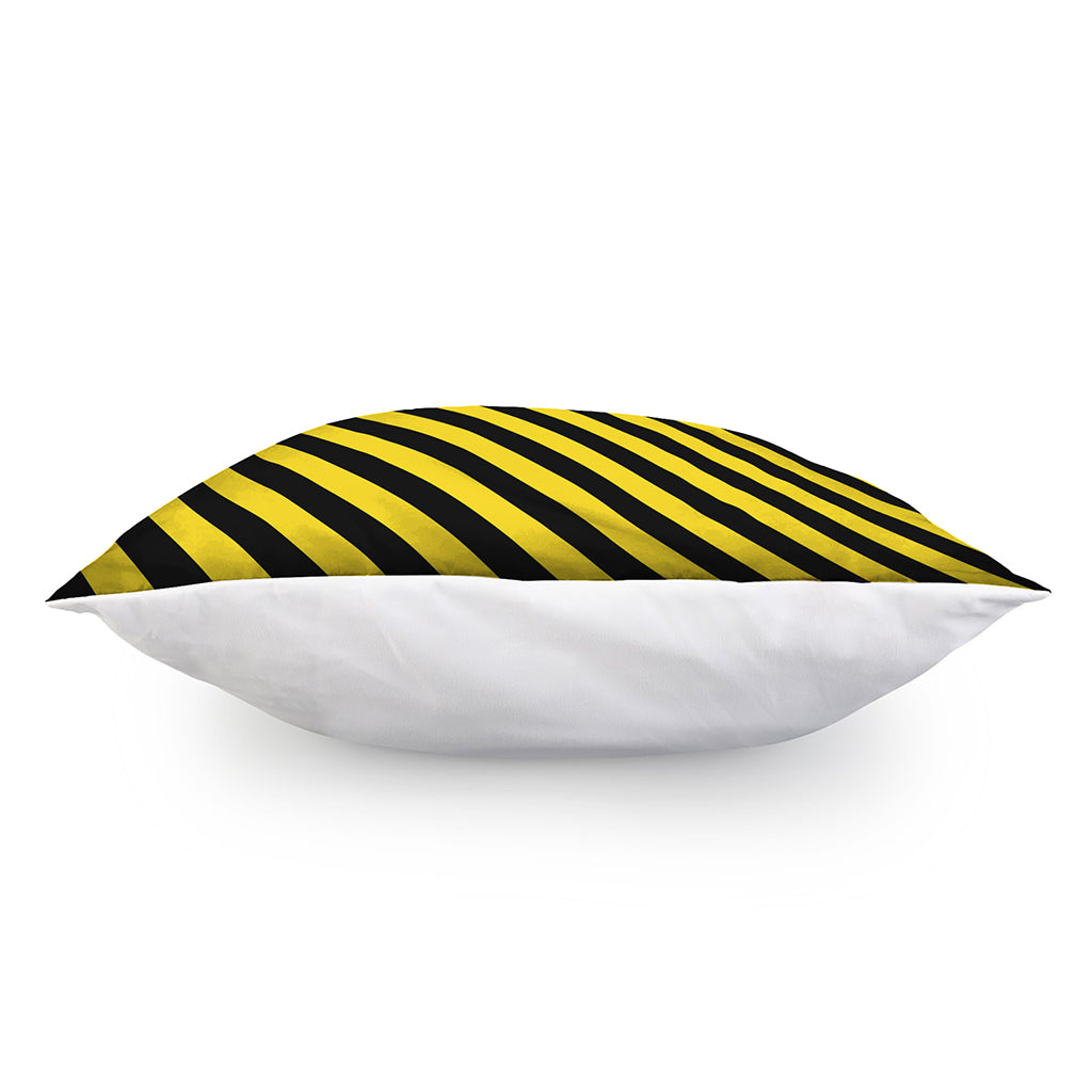 Black And Yellow Warning Striped Print Pillow Cover