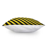 Black And Yellow Warning Striped Print Pillow Cover