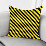 Black And Yellow Warning Striped Print Pillow Cover